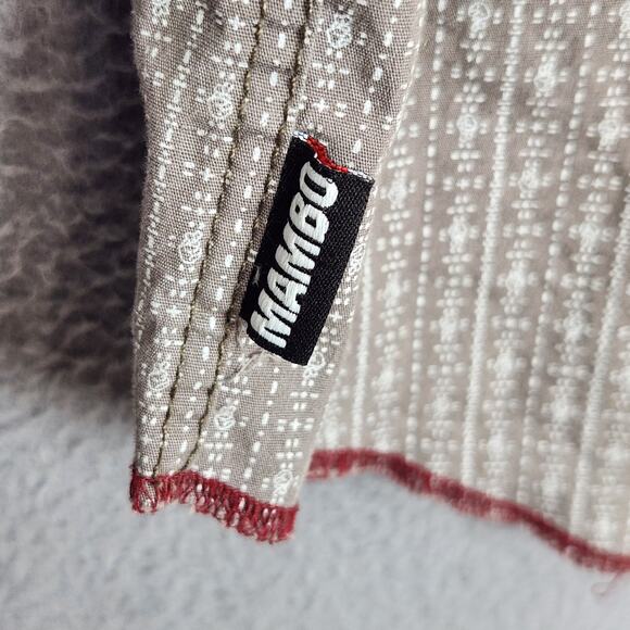 MAMBO AUSTRALIA Shirt Mens Large Gray Button Up Flip Cuff Roll Tab Sleeves - Picture 10 of 13